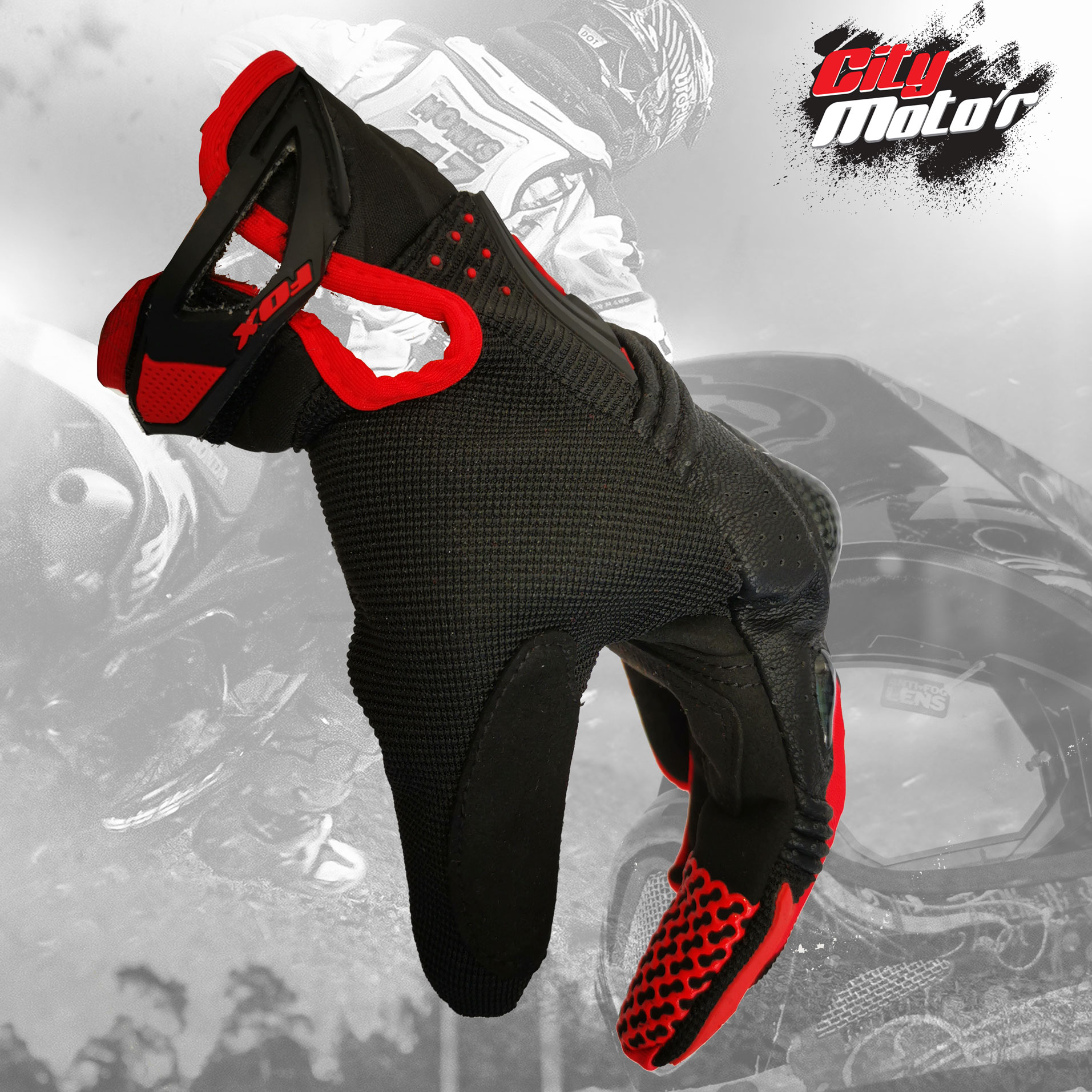 Guantes Fox Bomber Rojo Refuerzo Nudillos Motocross Enduro