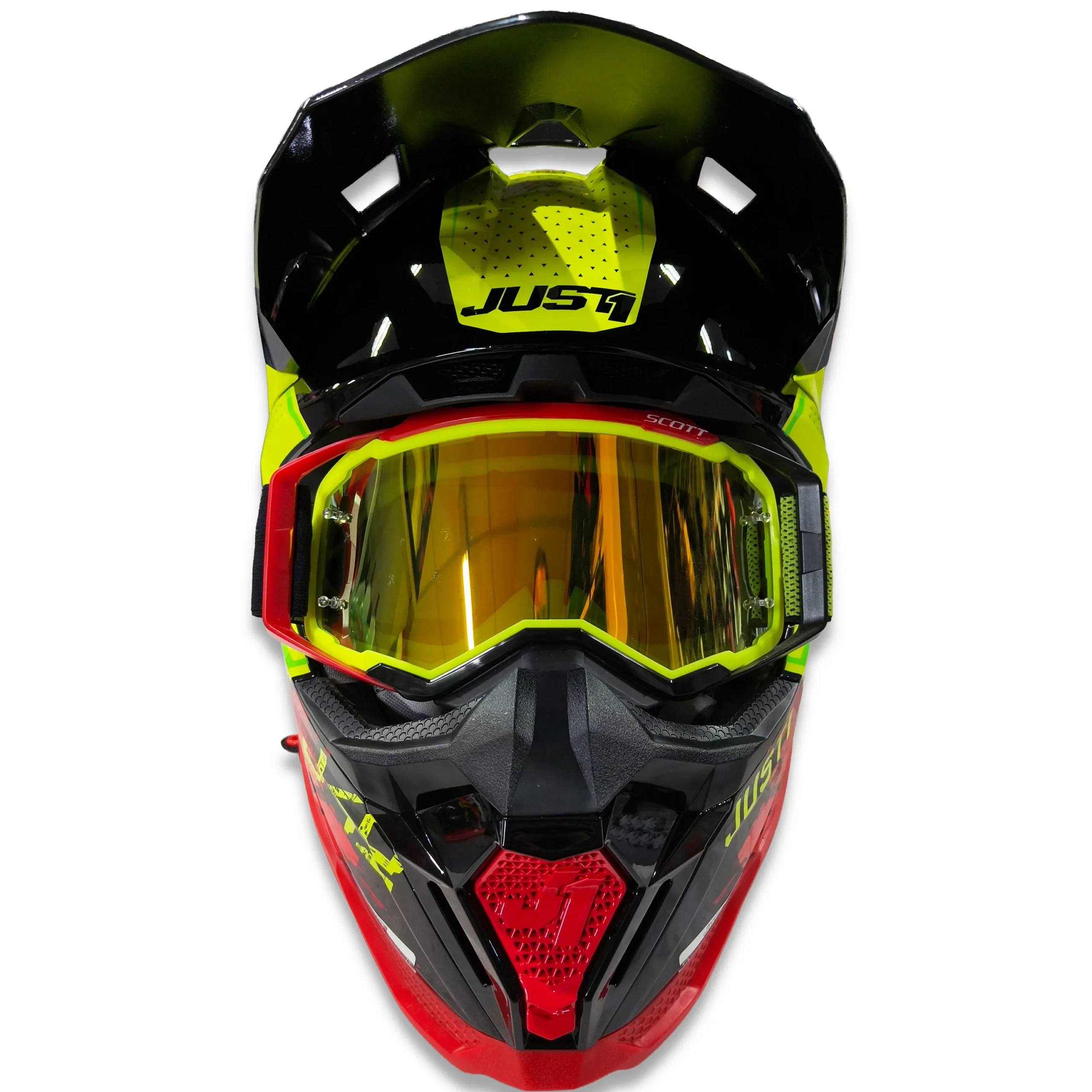 Casco Just1 Shooter J40 + Antiparra - Camo/Rojo/Fluor - Imagen 2