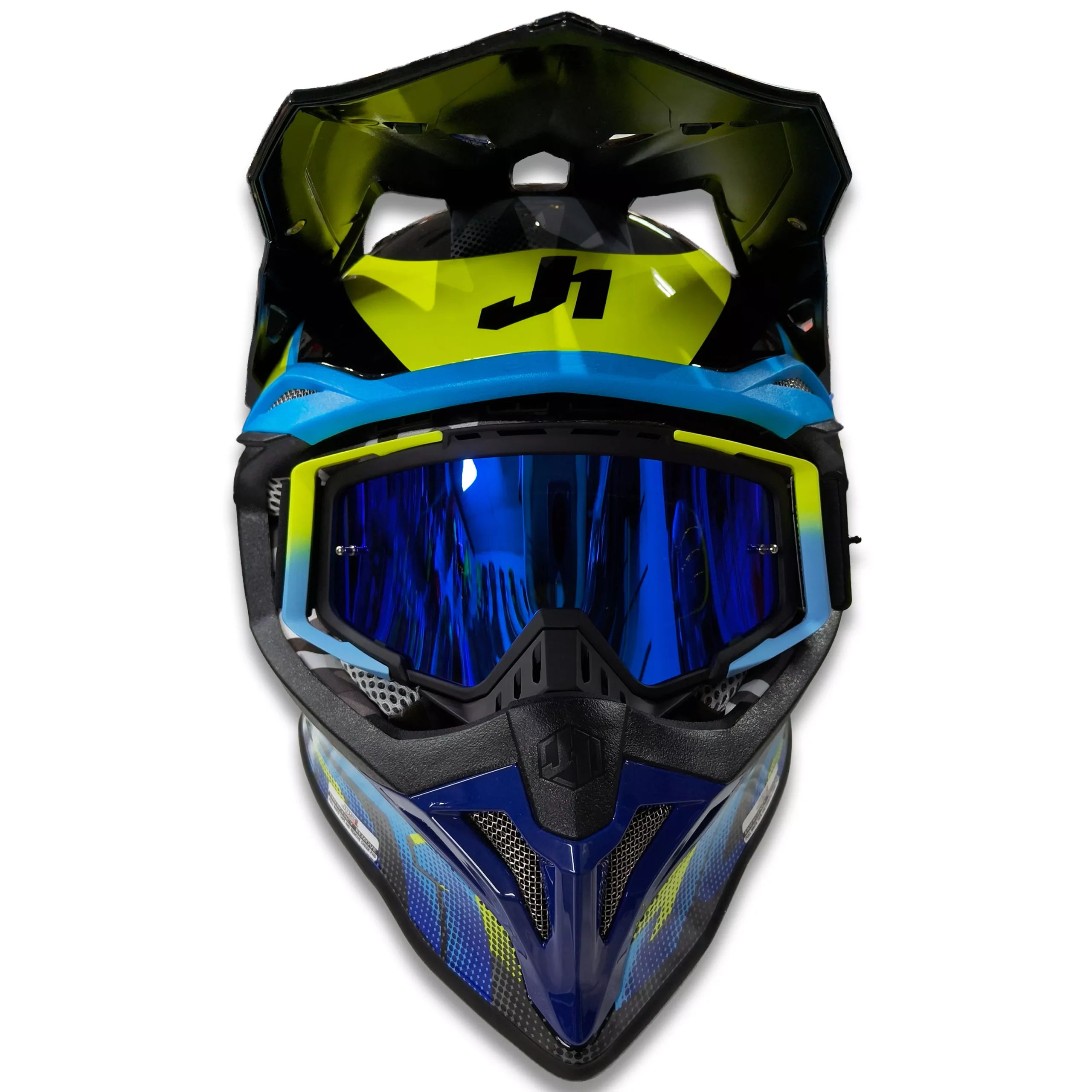 Casco Just1 Revo J39 + Antiparra - Azul/Fluor/Negro Brillo - Imagen 3