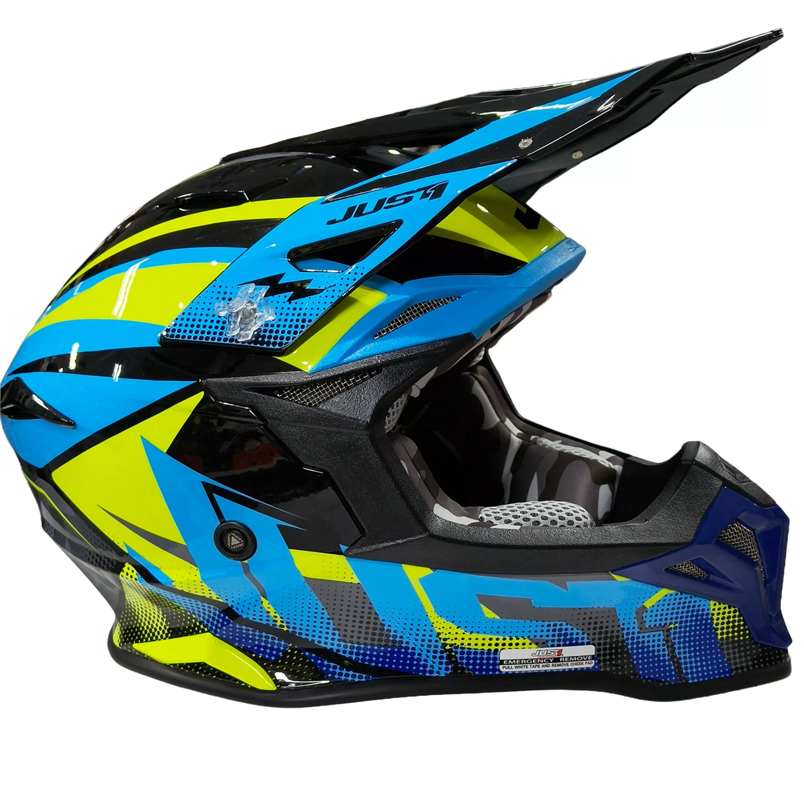 Casco Just1 Revo J39 + Antiparra - Azul/Fluor/Negro Brillo - Imagen 5