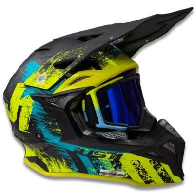 Casco Just1 Storm J39 + Antiparra - Fluor/Amarillo/Negro