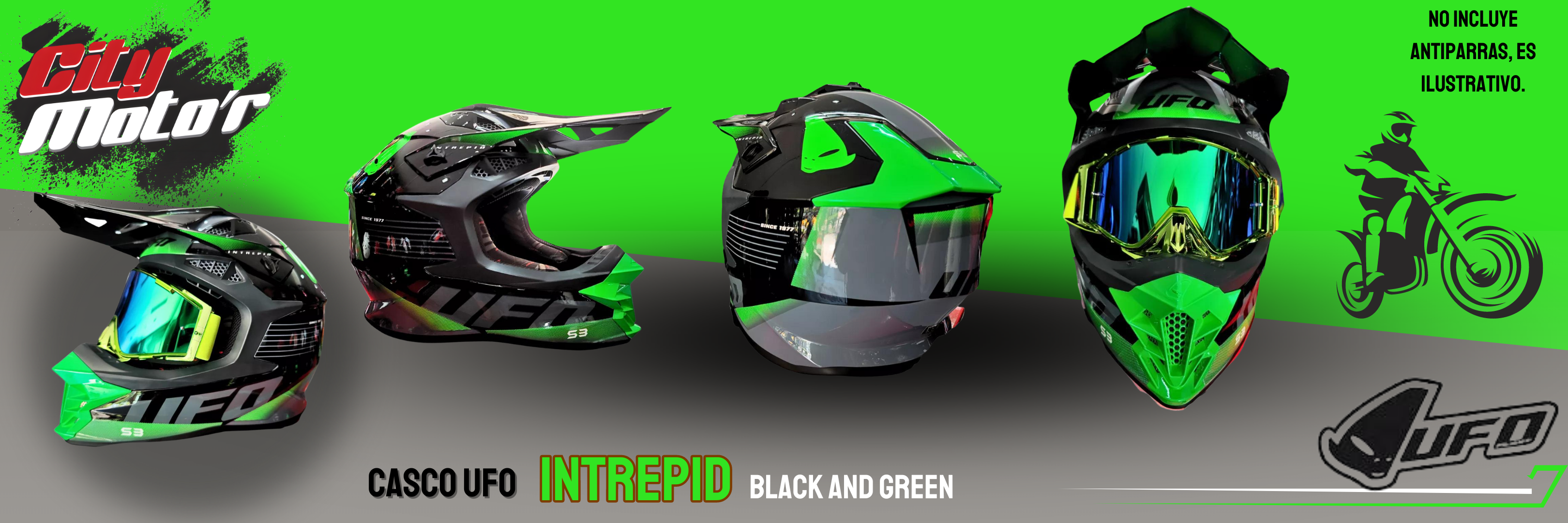 Casco para moto Ufo Intrepid Black and Green