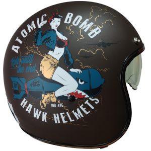 Casco para moto abierto hawk 721 atomic bomb marron/azul mate