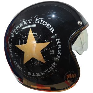 Casco para moto abierto hawk 721 street rider negro/dorado brillante