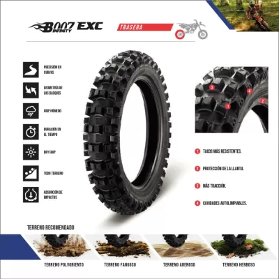 Cubierta Borilli Trasera Enduro Cross Country 100/90-17 EXC