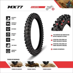 cubierta para moto Borilli Delantera Motocross 80/100-21 MX 77 Medium Soft