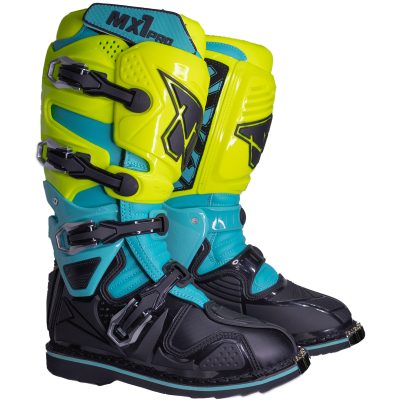 Botas Motocross Enduro Tiger Racing MX1 Pro Amarillo/Celeste