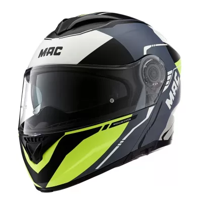 Casco Rebatible MAC Rock Doble visor FF908 amarillo/gris
