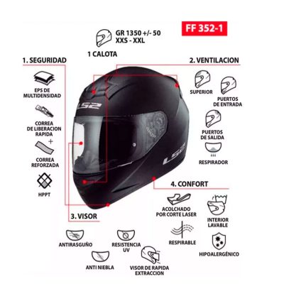 Casco Ls2 352 Rookie Down - Rojo - Imagen 3