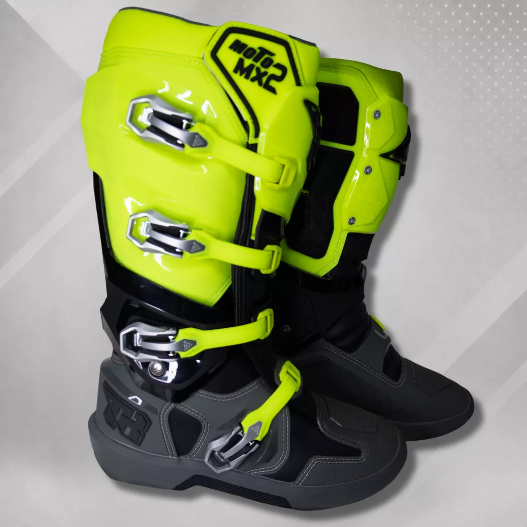 Botas Motocross Enduro Tiger Racing MX2 Pro - Gris/Amarillo