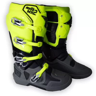 Botas Motocross Enduro Tiger Racing MX2 Pro - Gris/Amarillo
