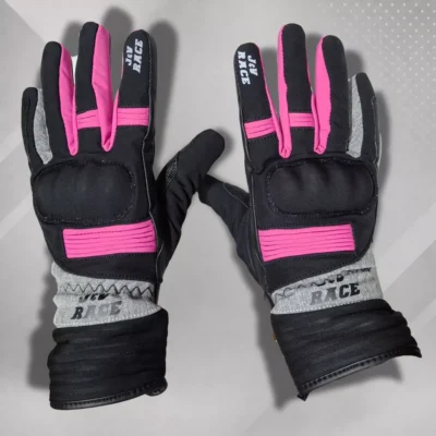 Guantes de Invierno JyV Race Velvet Mujer - Negro/Rosa