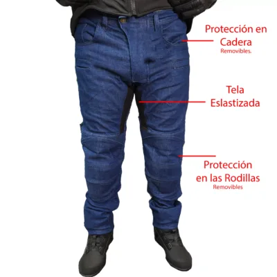 Jean con Protecciones para Moto JvV Race - Azul - Imagen 2