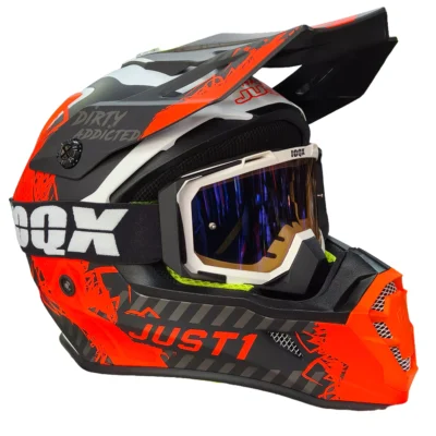 Casco Just1 Mask J38 + Antiparra - Naranja/Negro