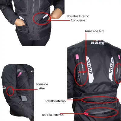 Campera JyV Race Viper - 4 Estaciones - MUJER N/B - Imagen 8
