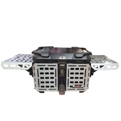 Baul Desmontable Aluminio 45L  Con Reja - Negro/Plata