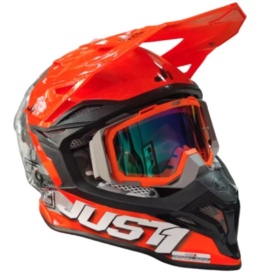 Casco Just1 Kinetic J39 + Antiparra - Naranja/Gris