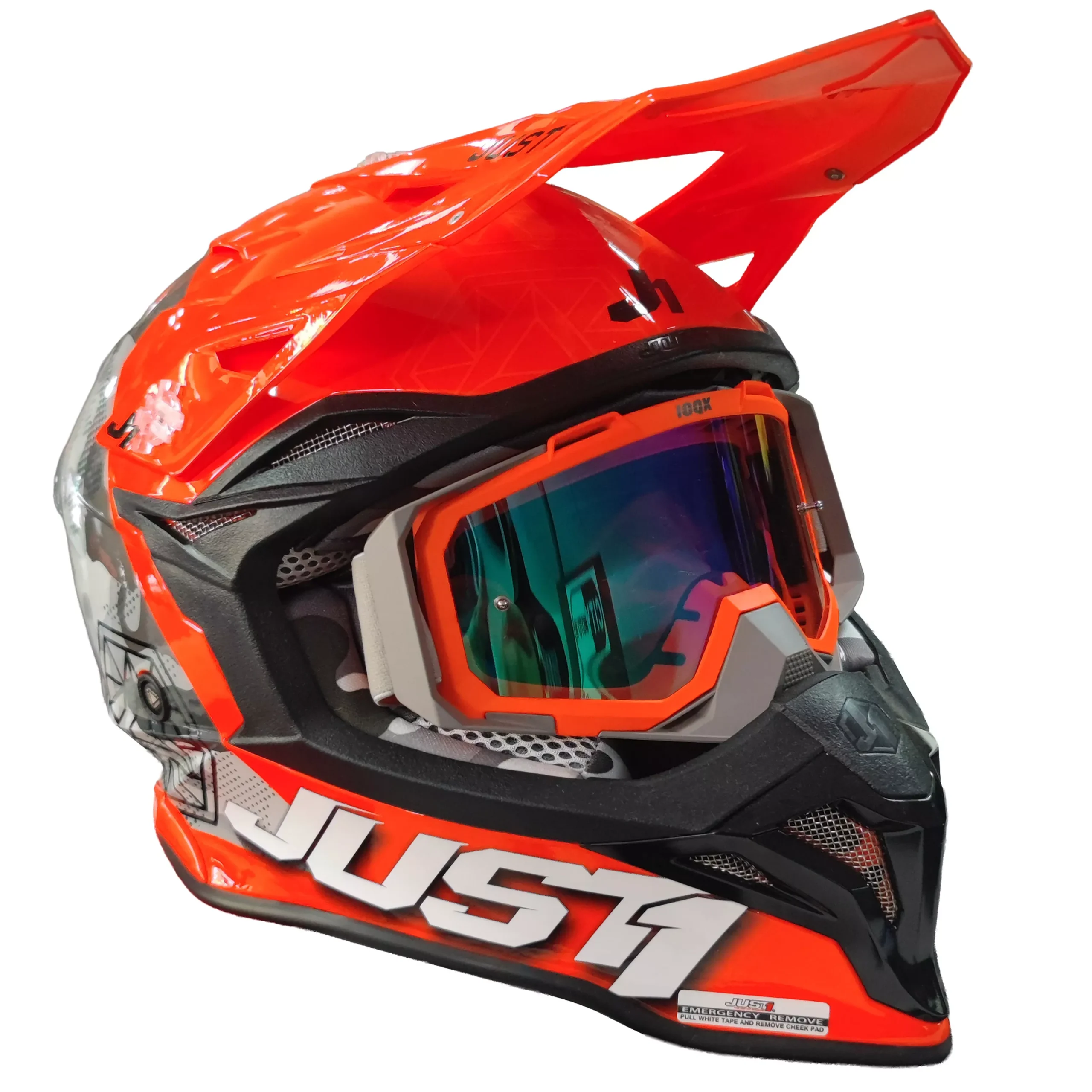 Casco Just1 Kinetic J39 + Antiparra - Naranja/Gris