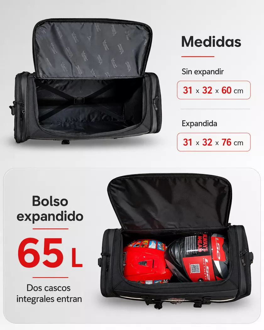 Bolso de Viaje Cola 65L - Motocentric - Imagen 7