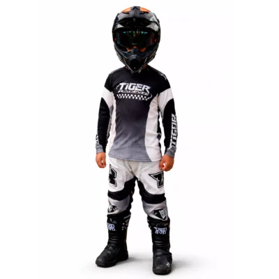 Conjunto Motocross Tiger Racing Para Niño - Negro/Blanco