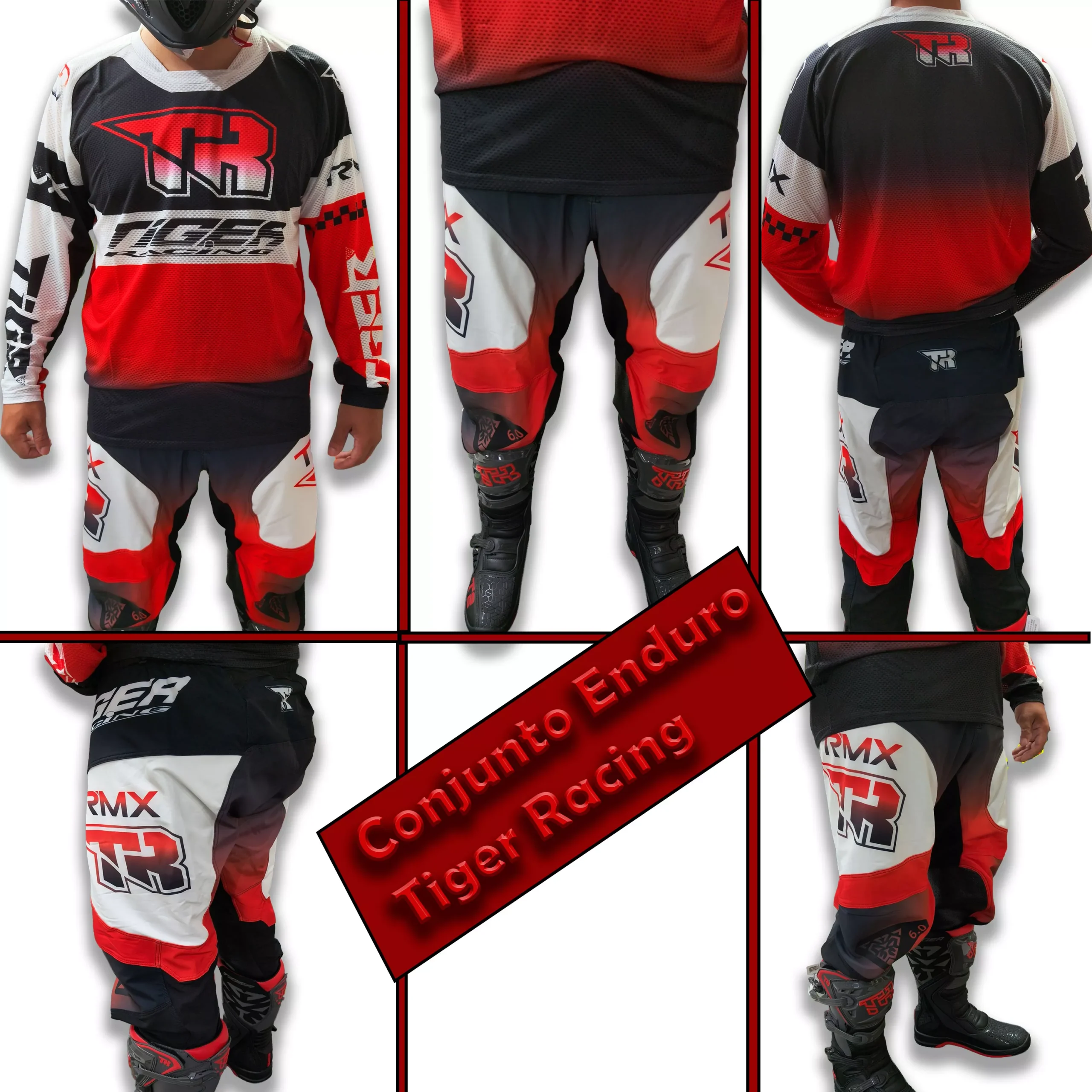 Conjunto Motocross Tiger Racing - Rojo/Blanco/Negro - Imagen 6