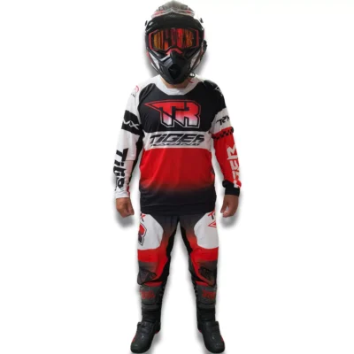 Conjunto Motocross Tiger Racing Para Niño - Rojo/Blanco