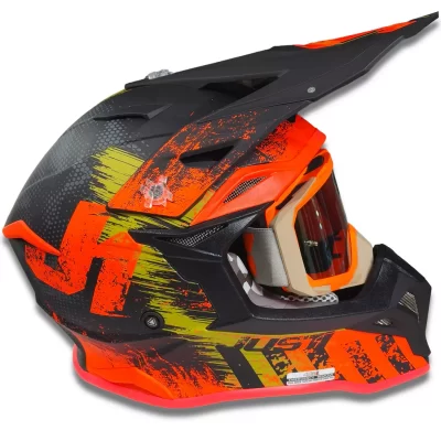 Casco Just1 Storm J39 + Antiparra - Naranja/Negro