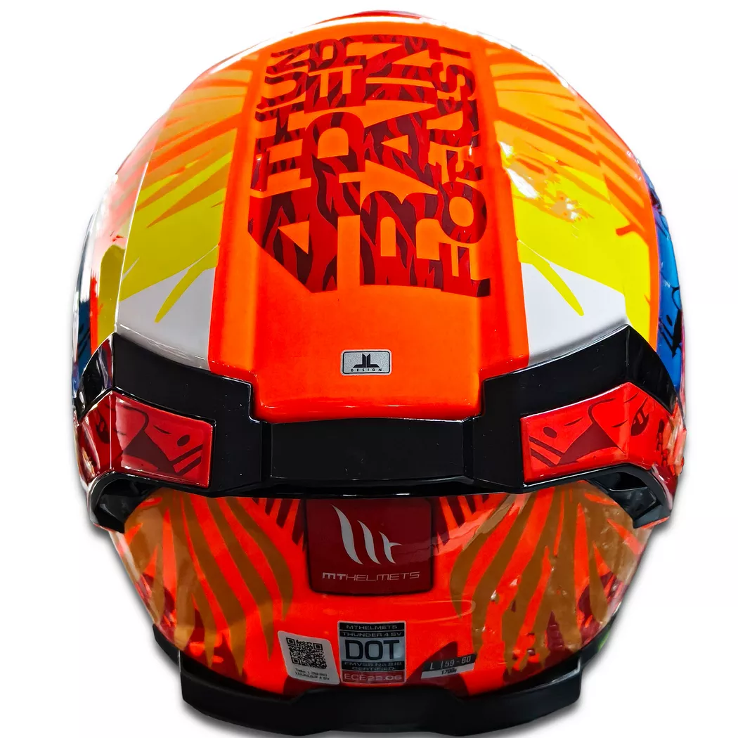 Casco MT THUNDER 4 Rainforest - Naranja/Azul Brillo - Imagen 2