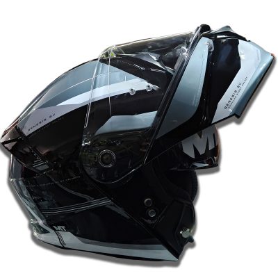 CASCO MT Rebatible Genesis Raccon - Gris/Blanco