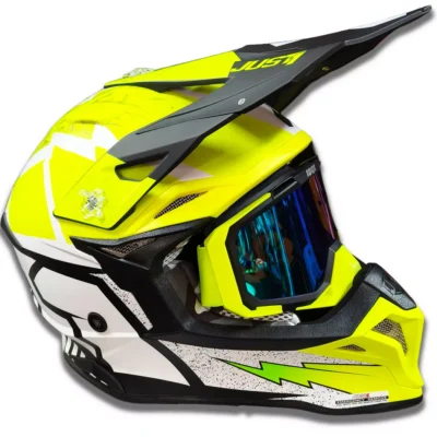 Casco Just1 Poseidon J39 + Antiparra - Blanco/Fluor