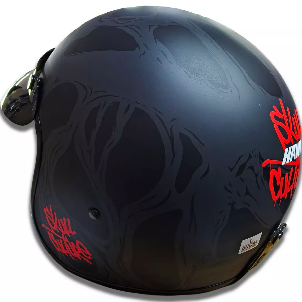 Casco Hawk 721 Skull Negro/Rojo - Imagen 3