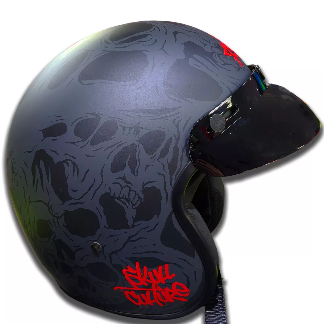 Casco Hawk 721 Skull Negro/Rojo