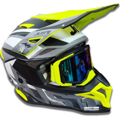 Casco Just1 Revo J39 + Antiparra - Gris/Fluor