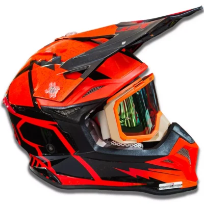 Casco Just1 Poseidon J39 + Antiparra - Negro/Naranja Brillo
