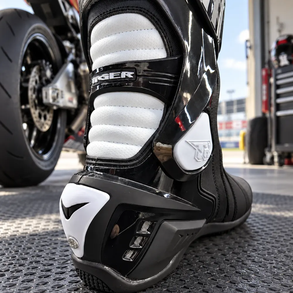 Detalle posterior de X-One Pro Negro/Blanco en boxes